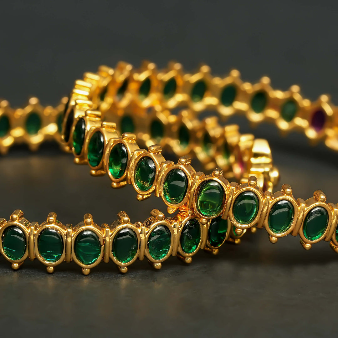 Emerald Gold Finish Bangles