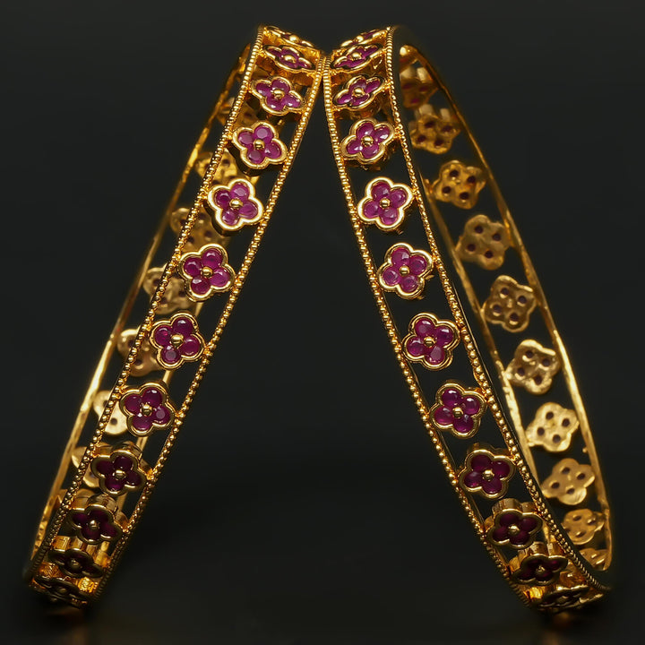 Ruby Gold Finish Bangles