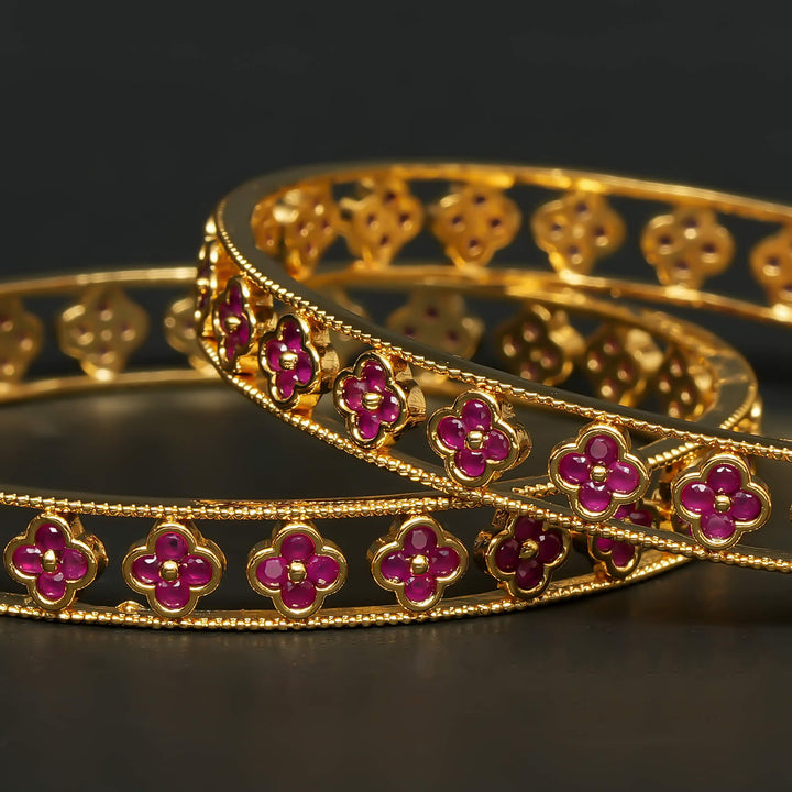 Ruby Gold Finish Bangles