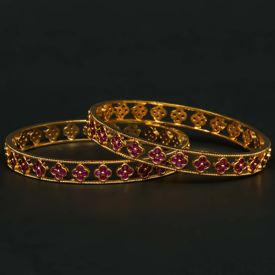 Ruby Gold Finish Bangles