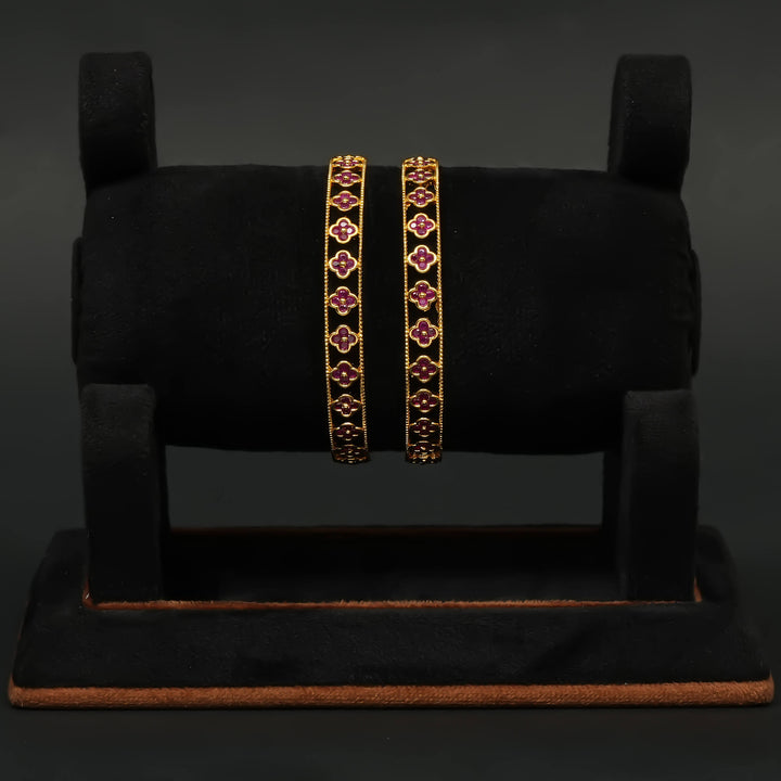 Ruby Gold Finish Bangles