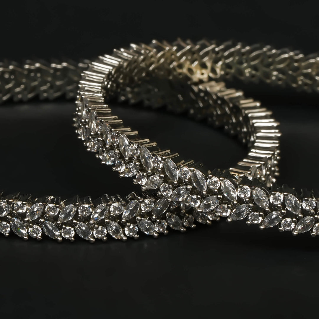 CZ White Gold Bangles