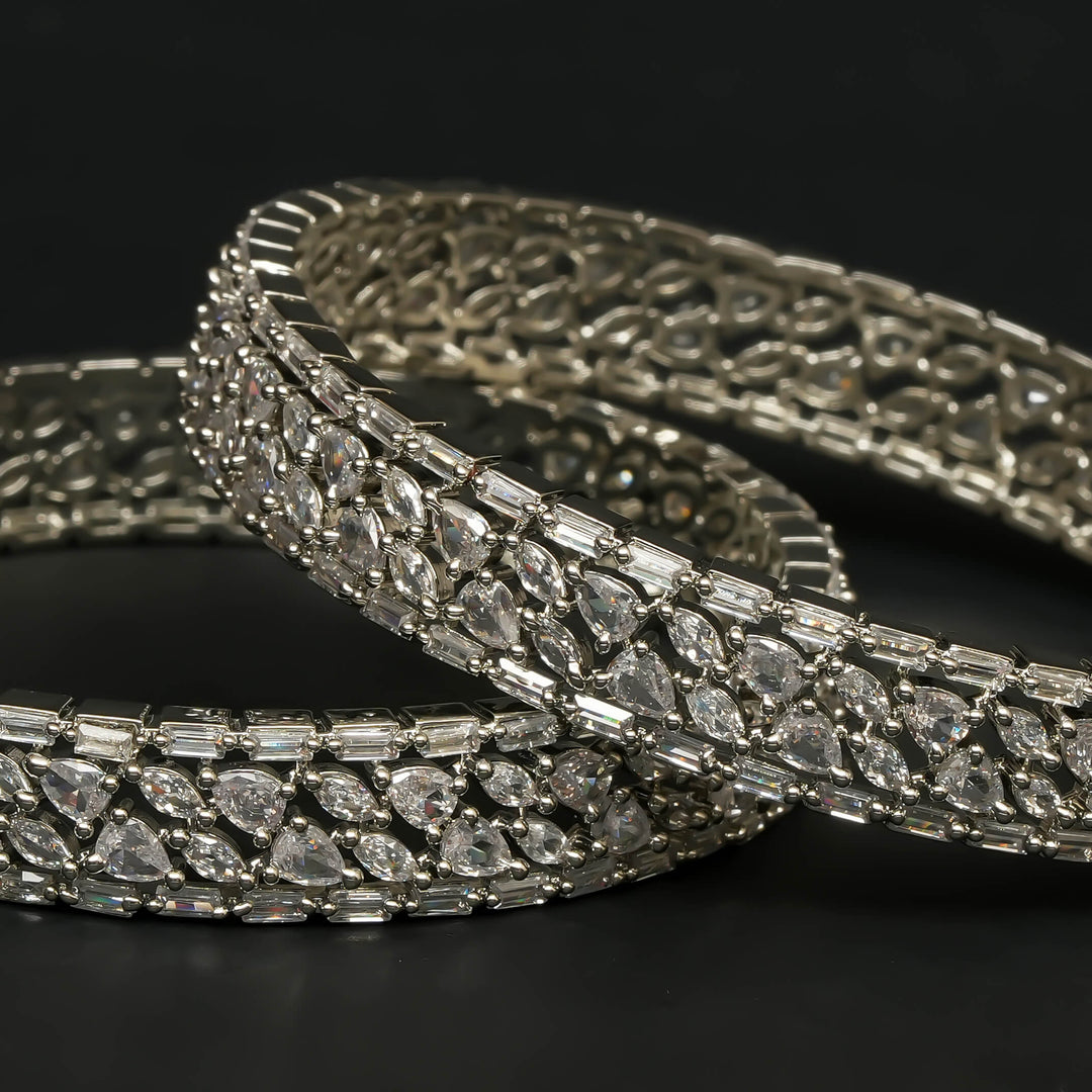 CZ White Gold Bangles