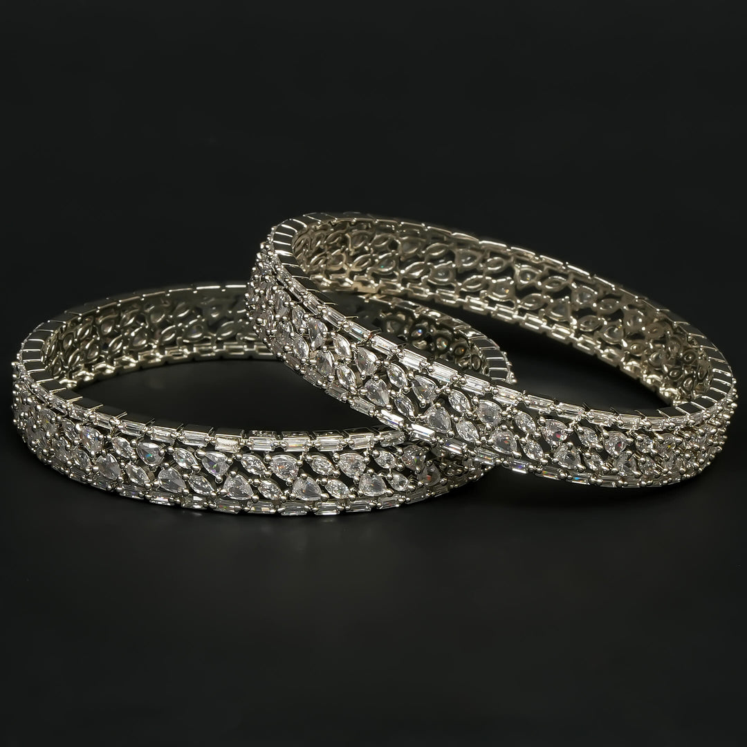 CZ White Gold Bangles
