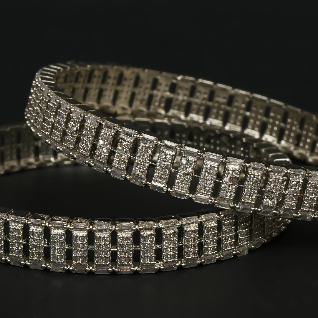 CZ White Gold Bangles