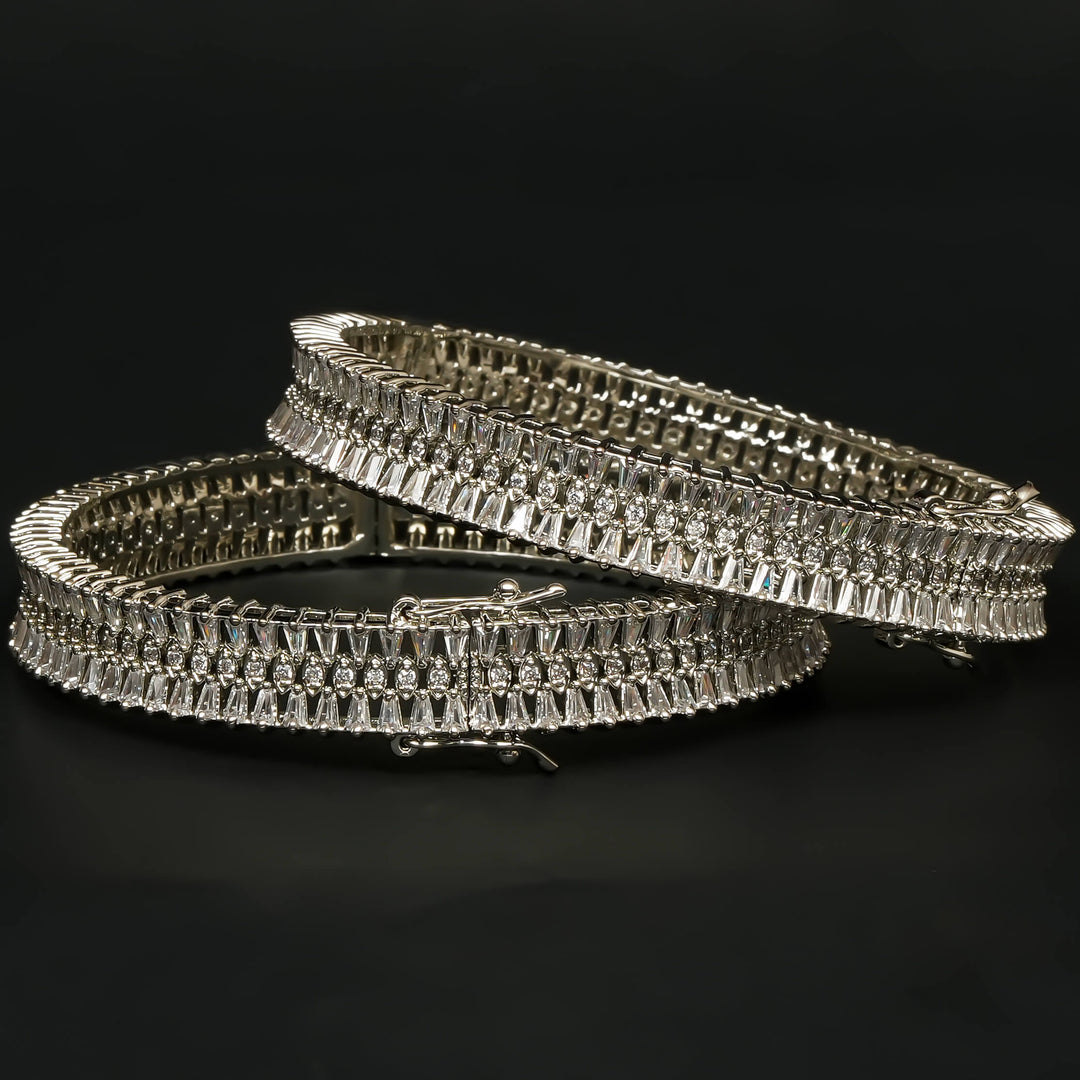 CZ White Gold Bangles