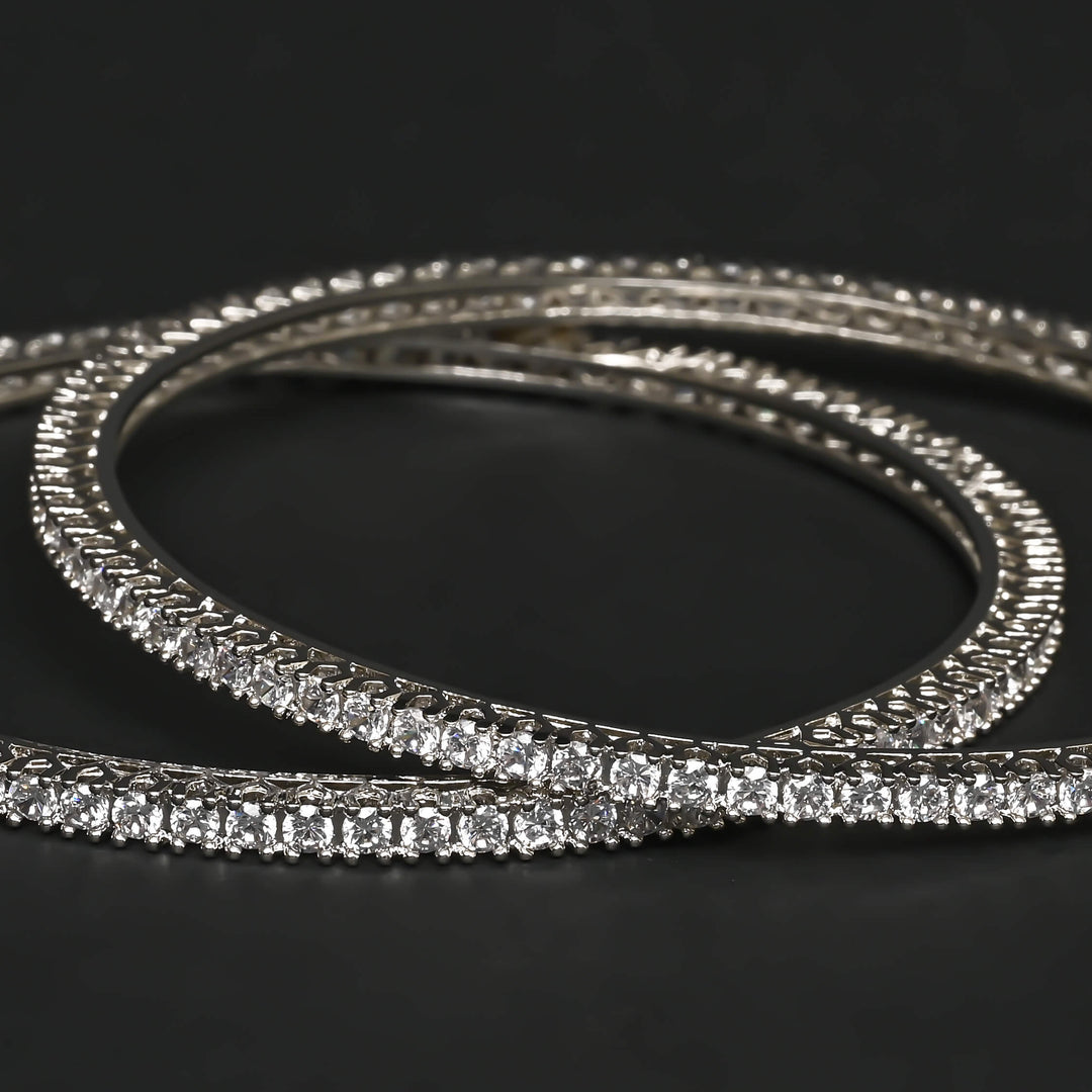 CZ White Gold Bangles