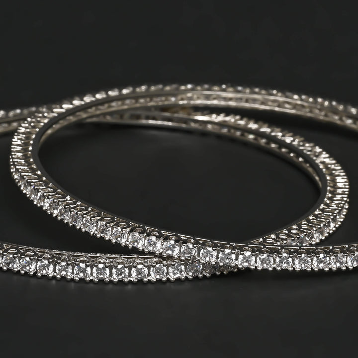 CZ White Gold Bangles