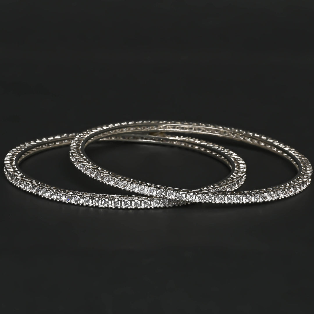 CZ White Gold Bangles