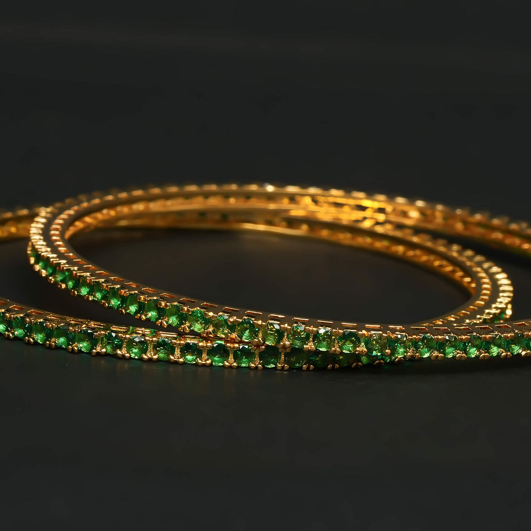 Emerald Gold Finish Bangles