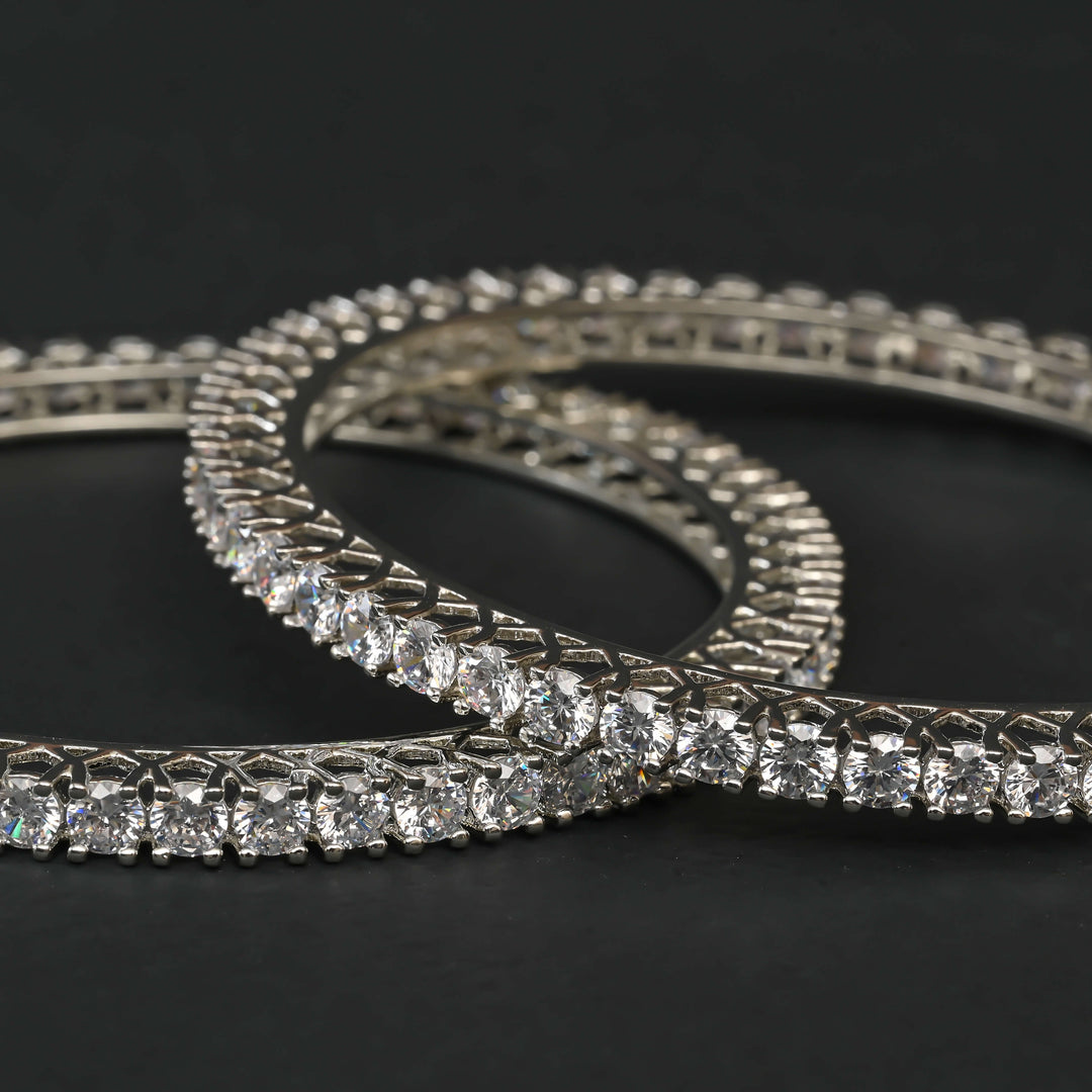 CZ White Gold Bangles