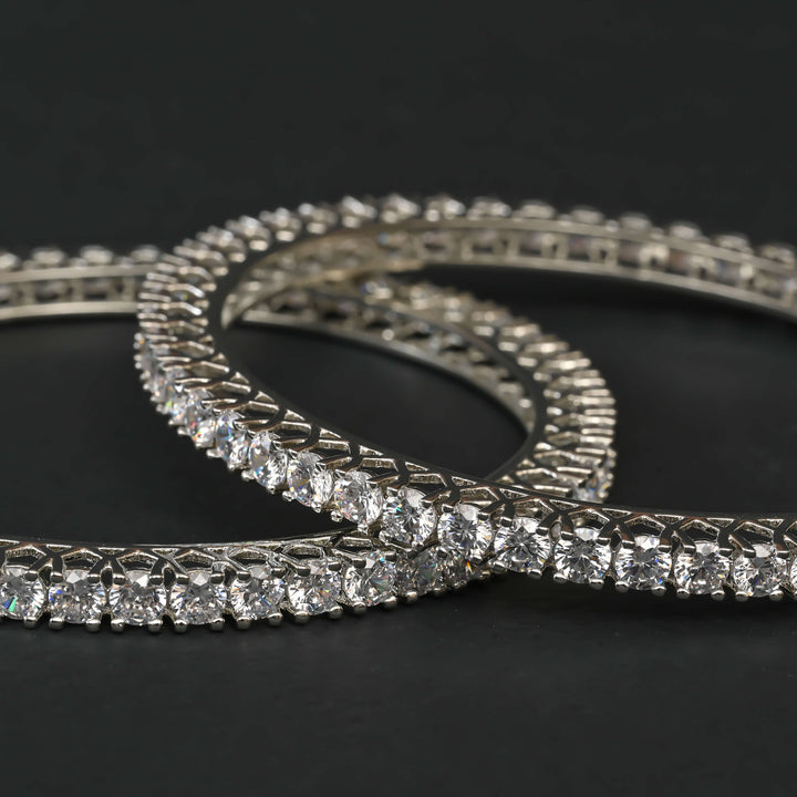 CZ White Gold Bangles