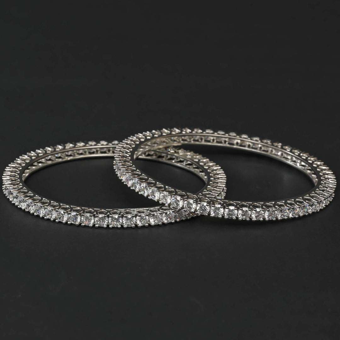 CZ White Gold Bangles