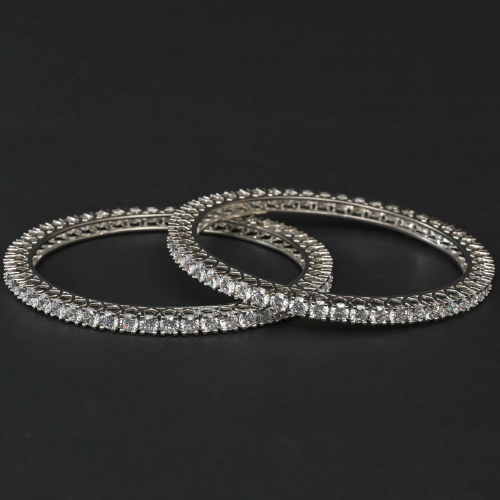 CZ White Gold Bangles