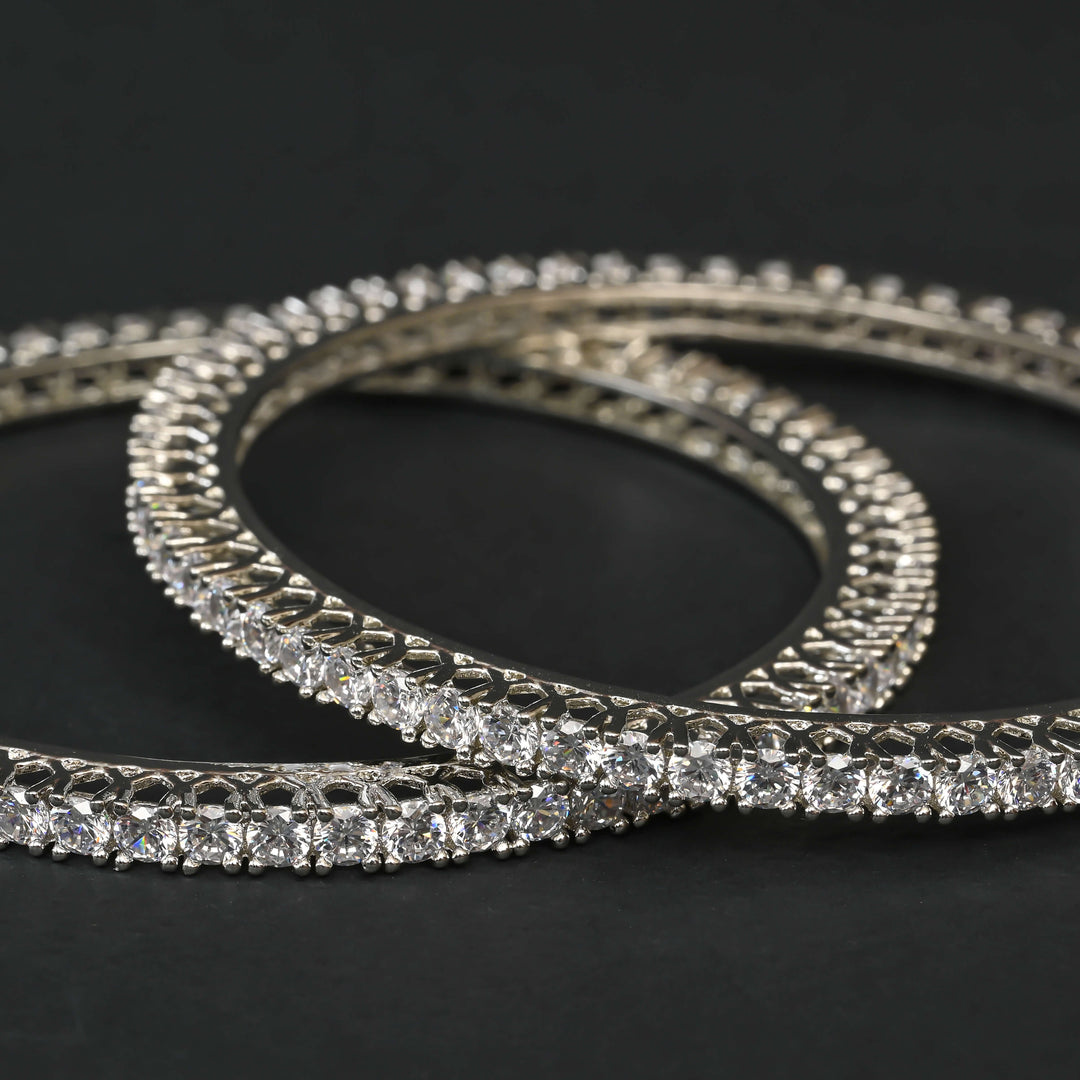 CZ White Gold Bangles