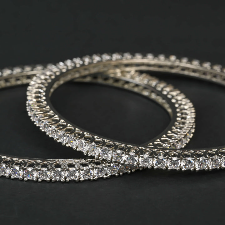 CZ White Gold Bangles