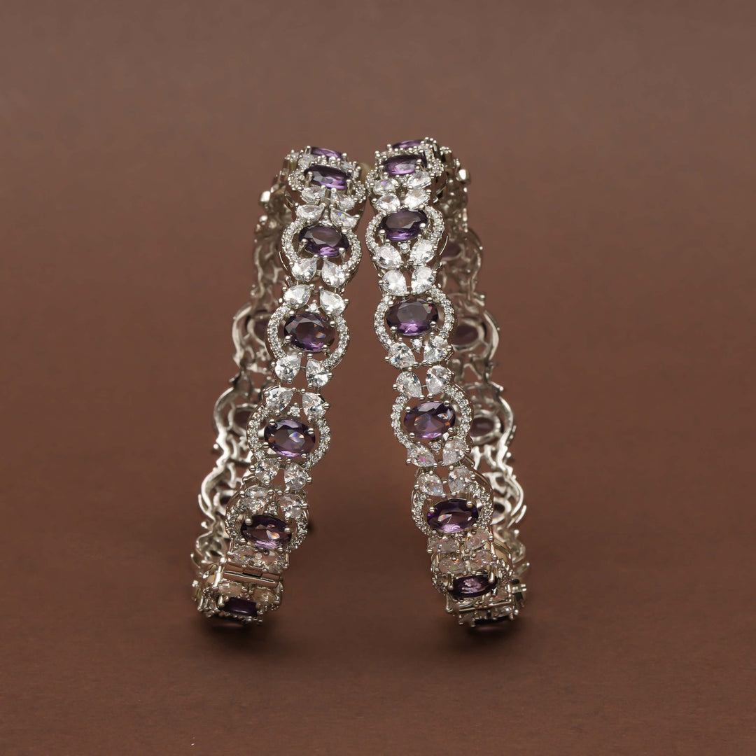 CZ White Gold Bangles