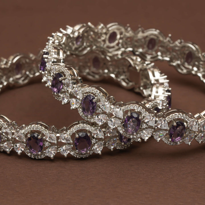 CZ White Gold Bangles