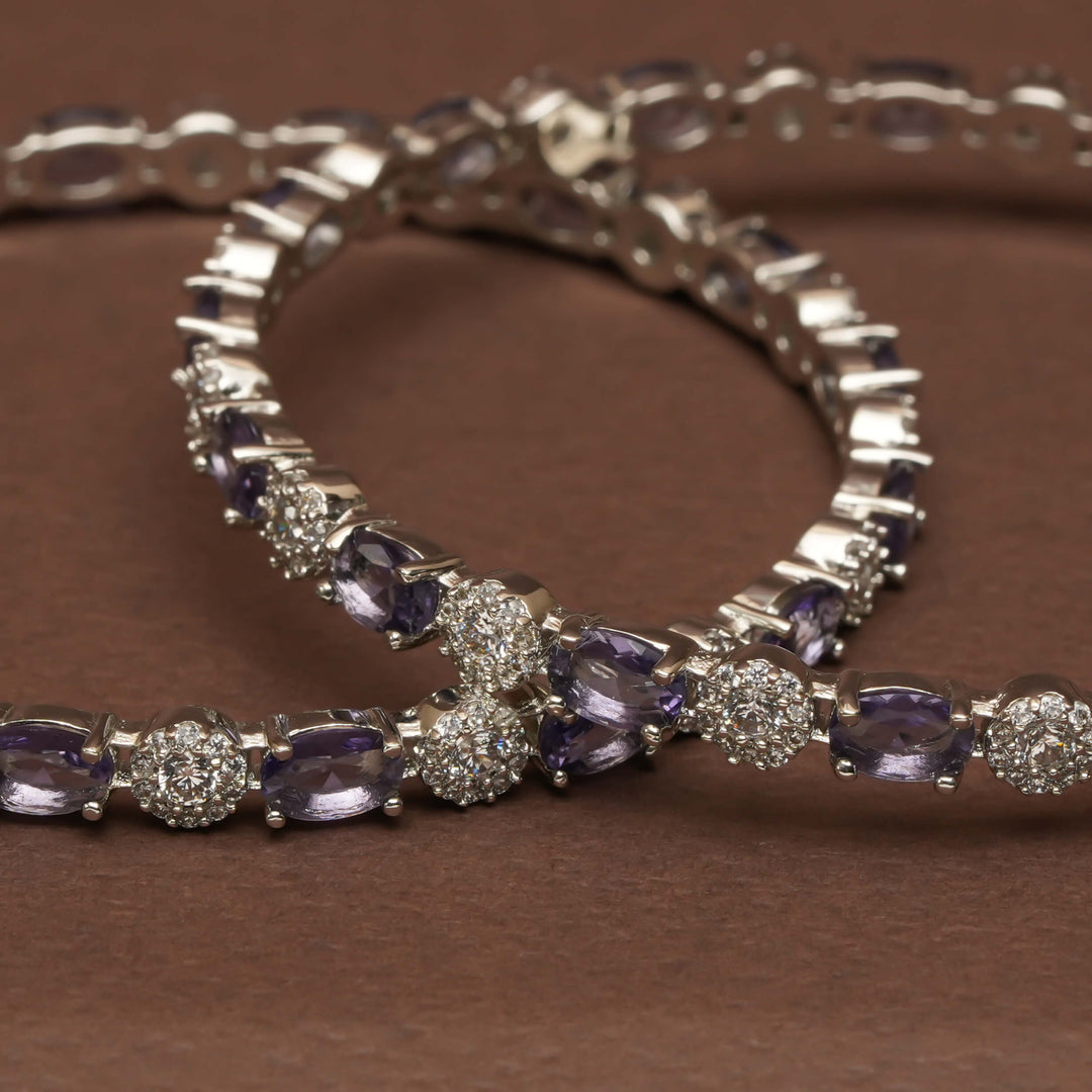 CZ White Gold Bangles