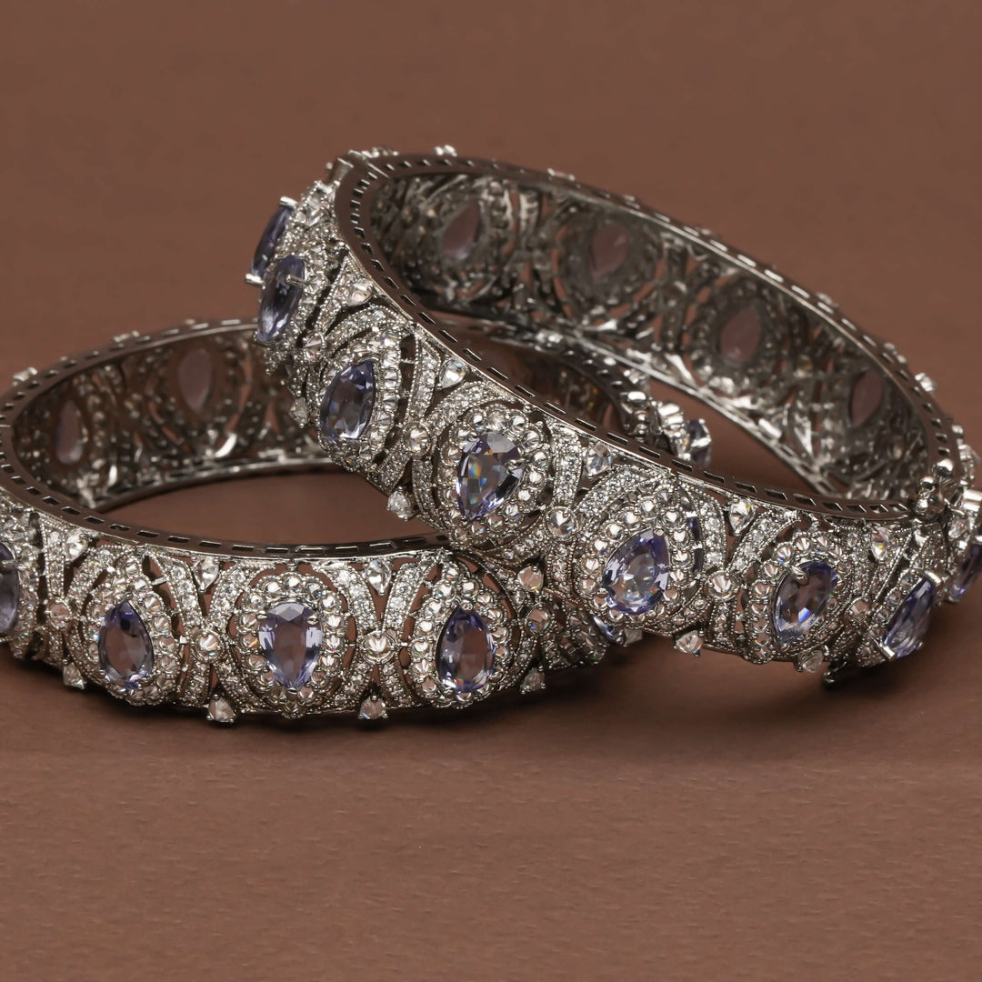 CZ White Gold Bangles