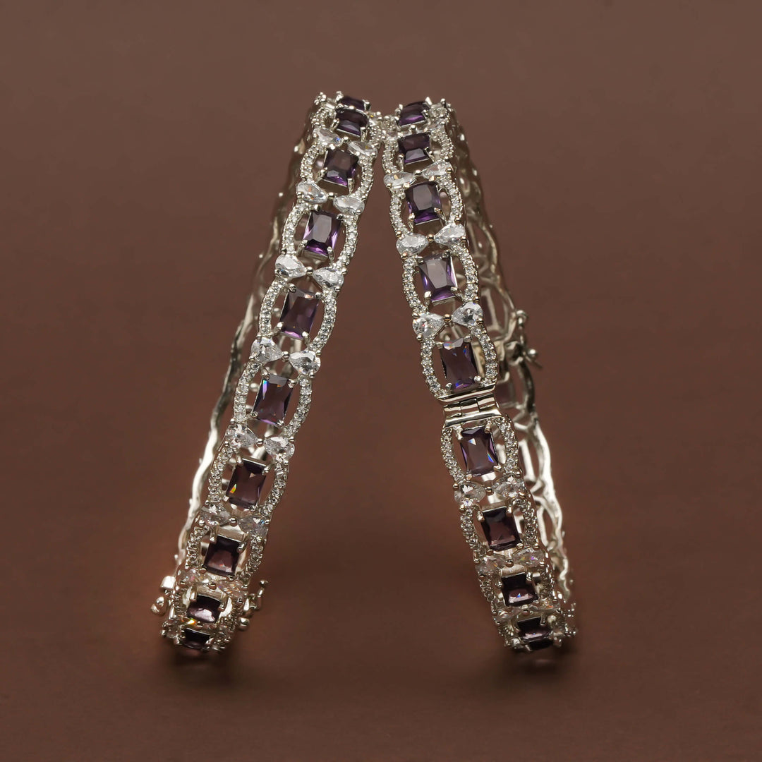 CZ white Gold Bangles