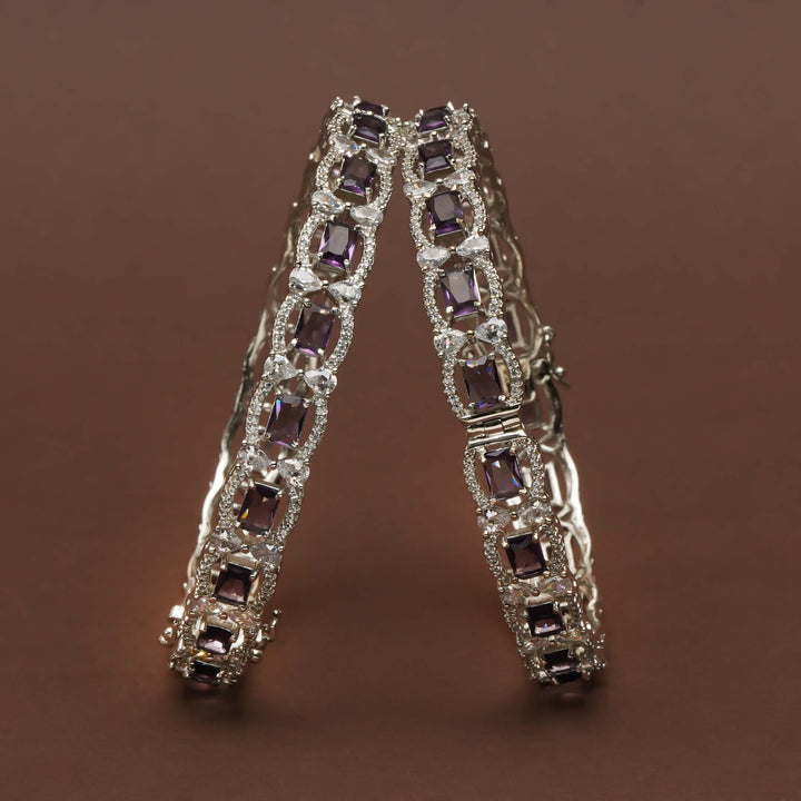 CZ white Gold Bangles