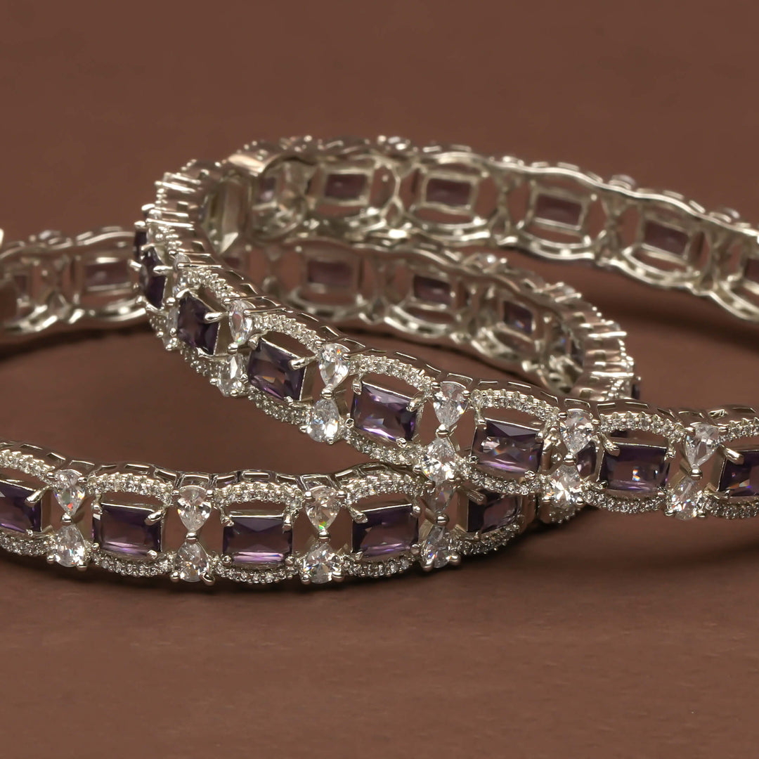 CZ white Gold Bangles