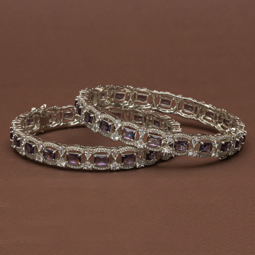 CZ white Gold Bangles