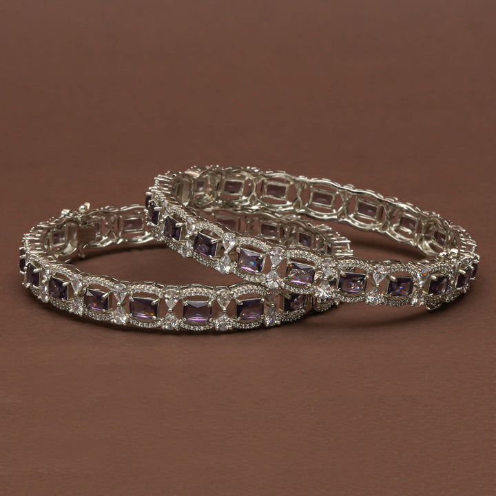 CZ white Gold Bangles