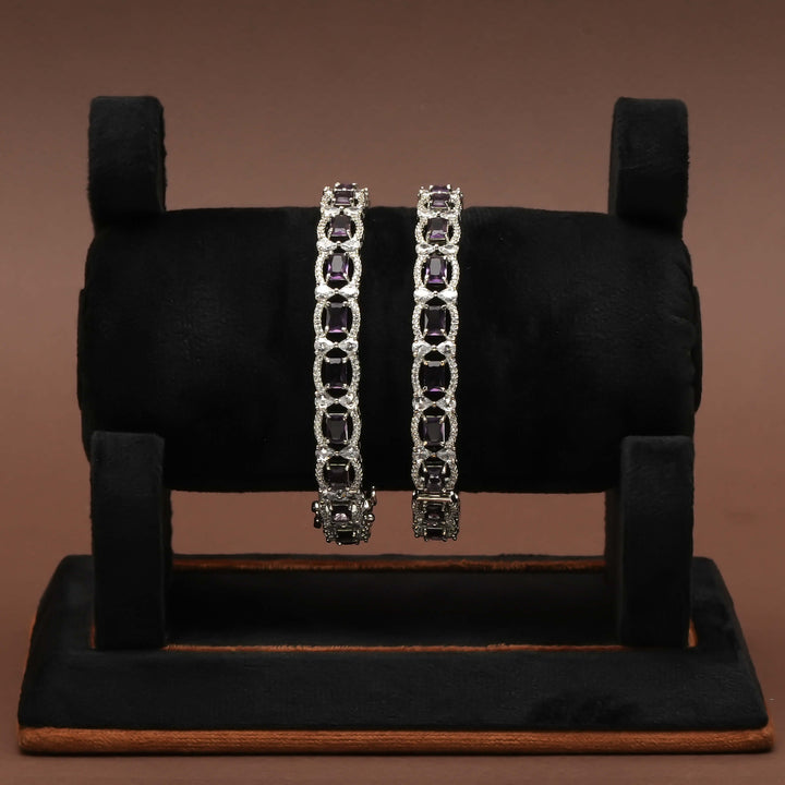 CZ white Gold Bangles