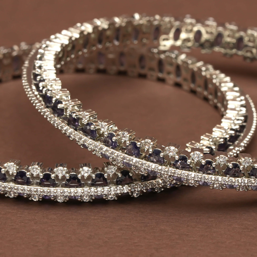CZ White Gold Bangles