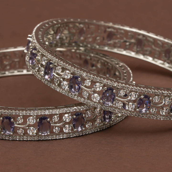 CZ White Gold Bangles