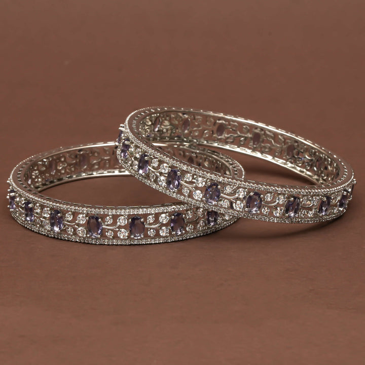 CZ White Gold Bangles
