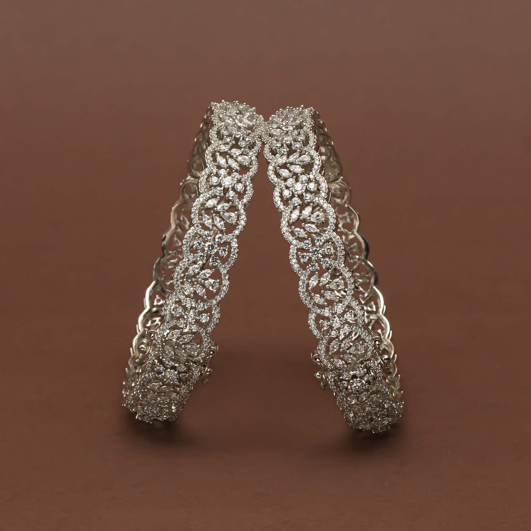 CZ White Gold Bangles