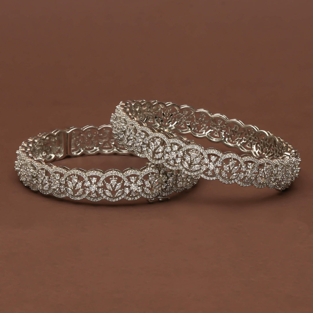 CZ White Gold Bangles