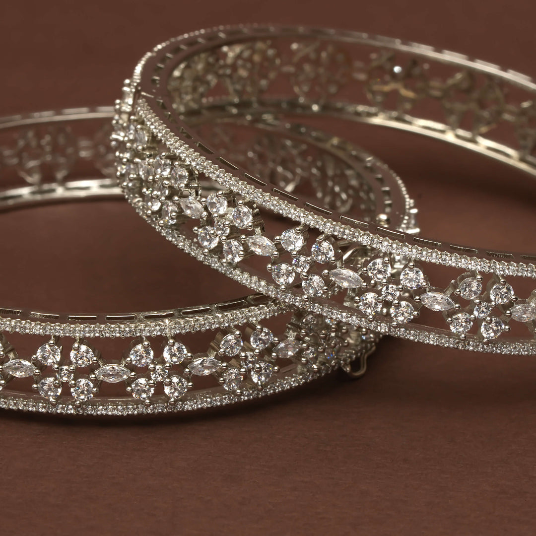 CZ White Gold Bangles