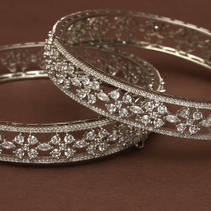 CZ White Gold Bangles