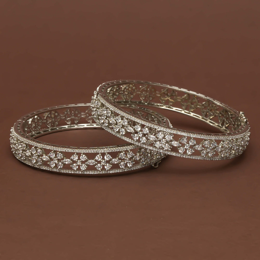 CZ White Gold Bangles