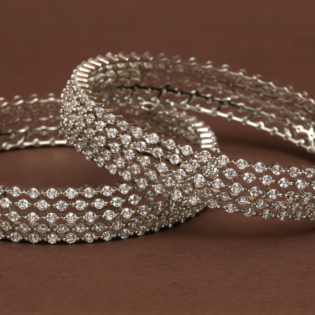 CZ White Gold Bangles