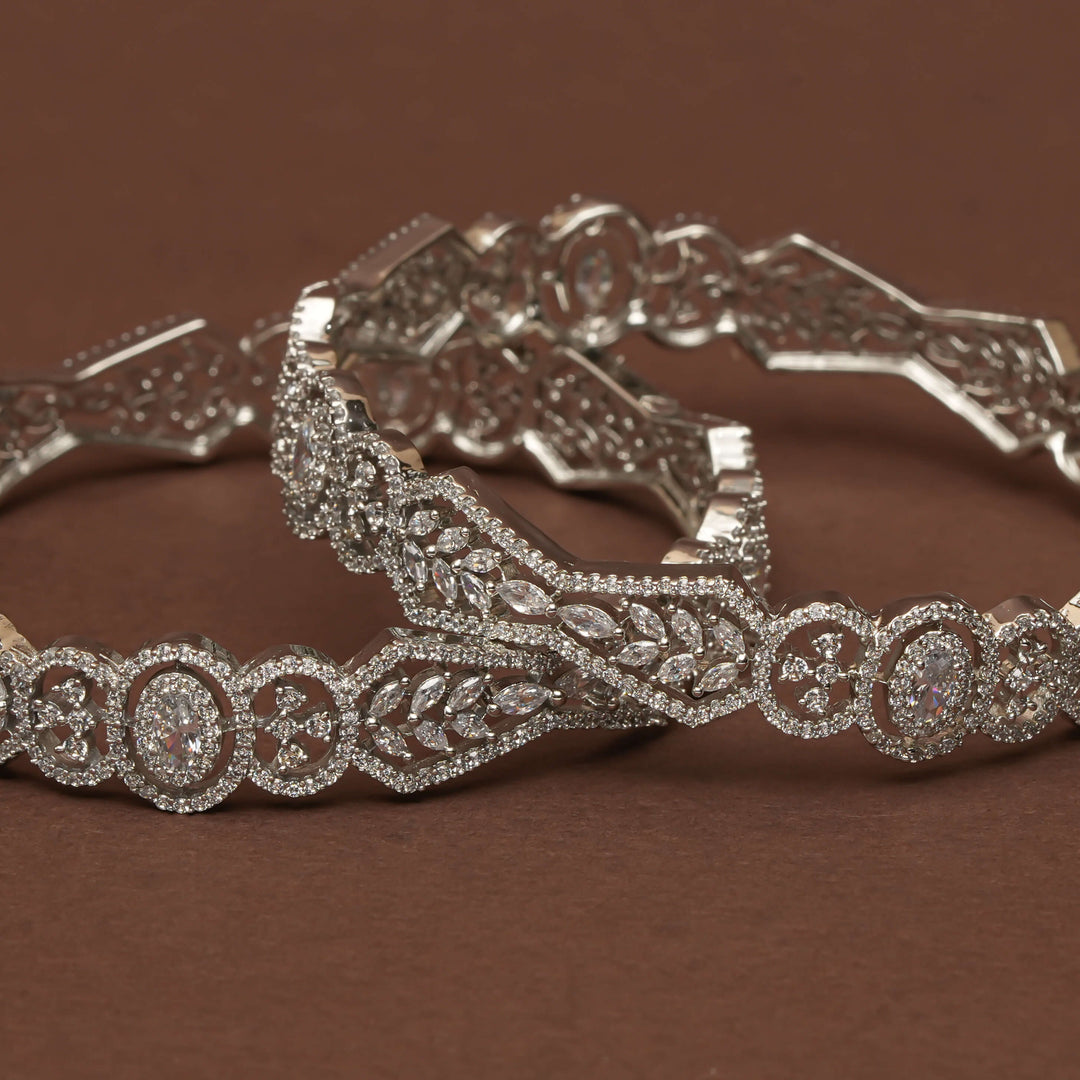 CZ White Gold Bangles