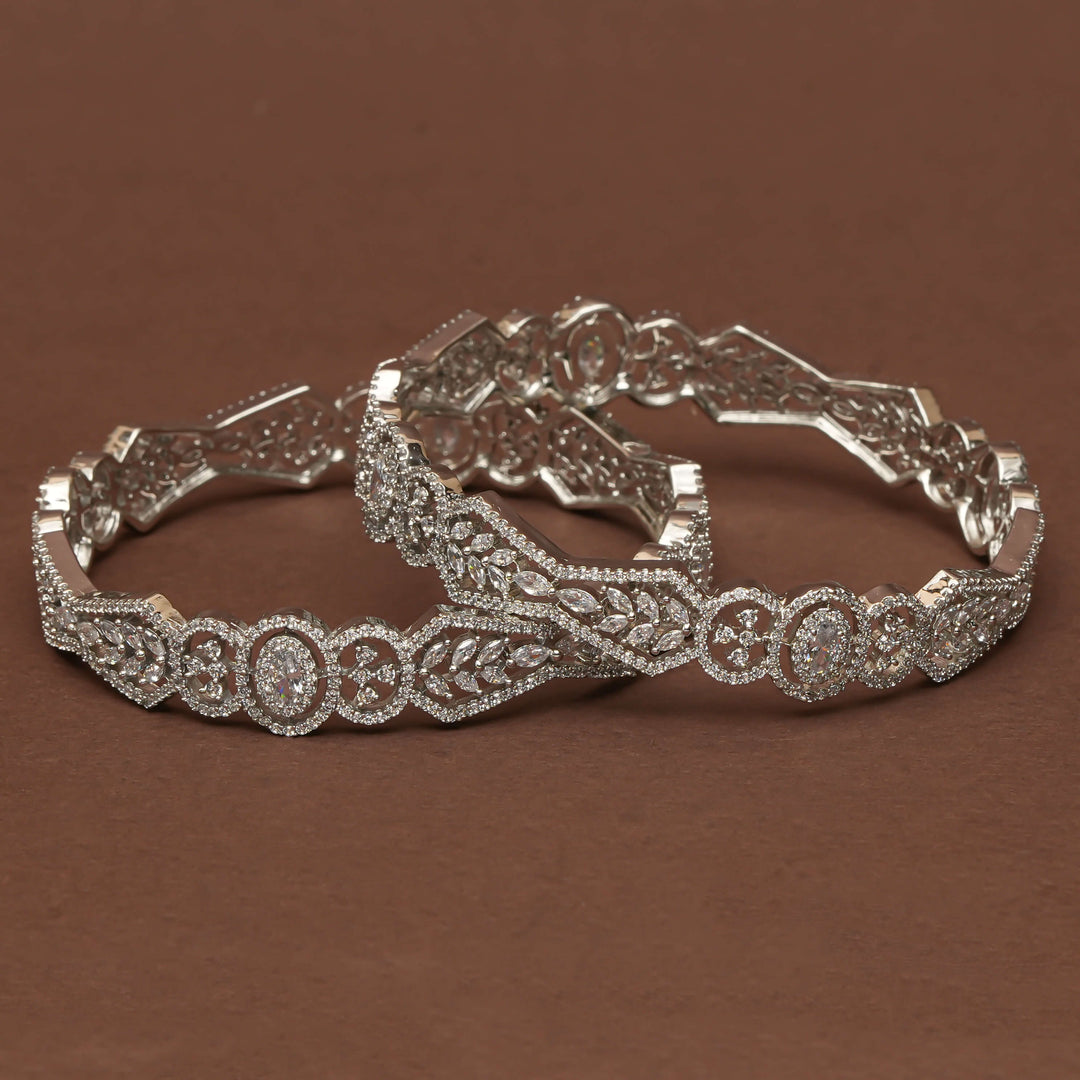 CZ White Gold Bangles