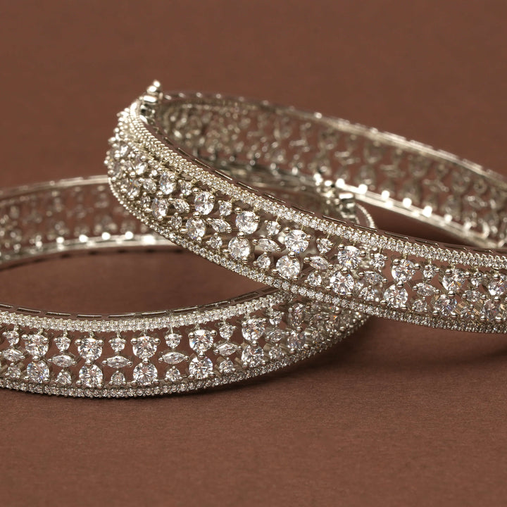 CZ White Gold Bangles