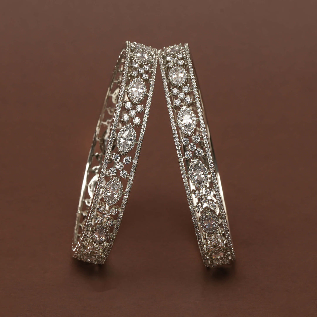 CZ White Gold Bangles