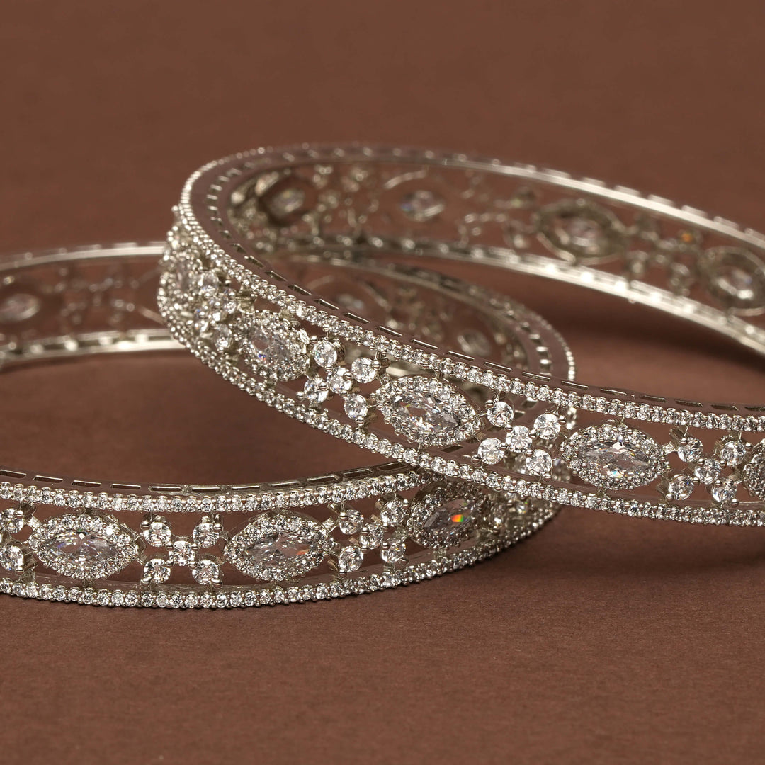CZ White Gold Bangles