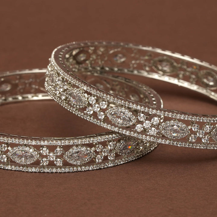 CZ White Gold Bangles