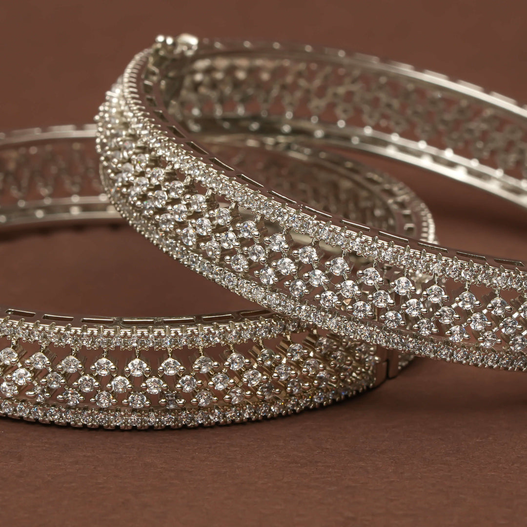 CZ White Gold Bangles