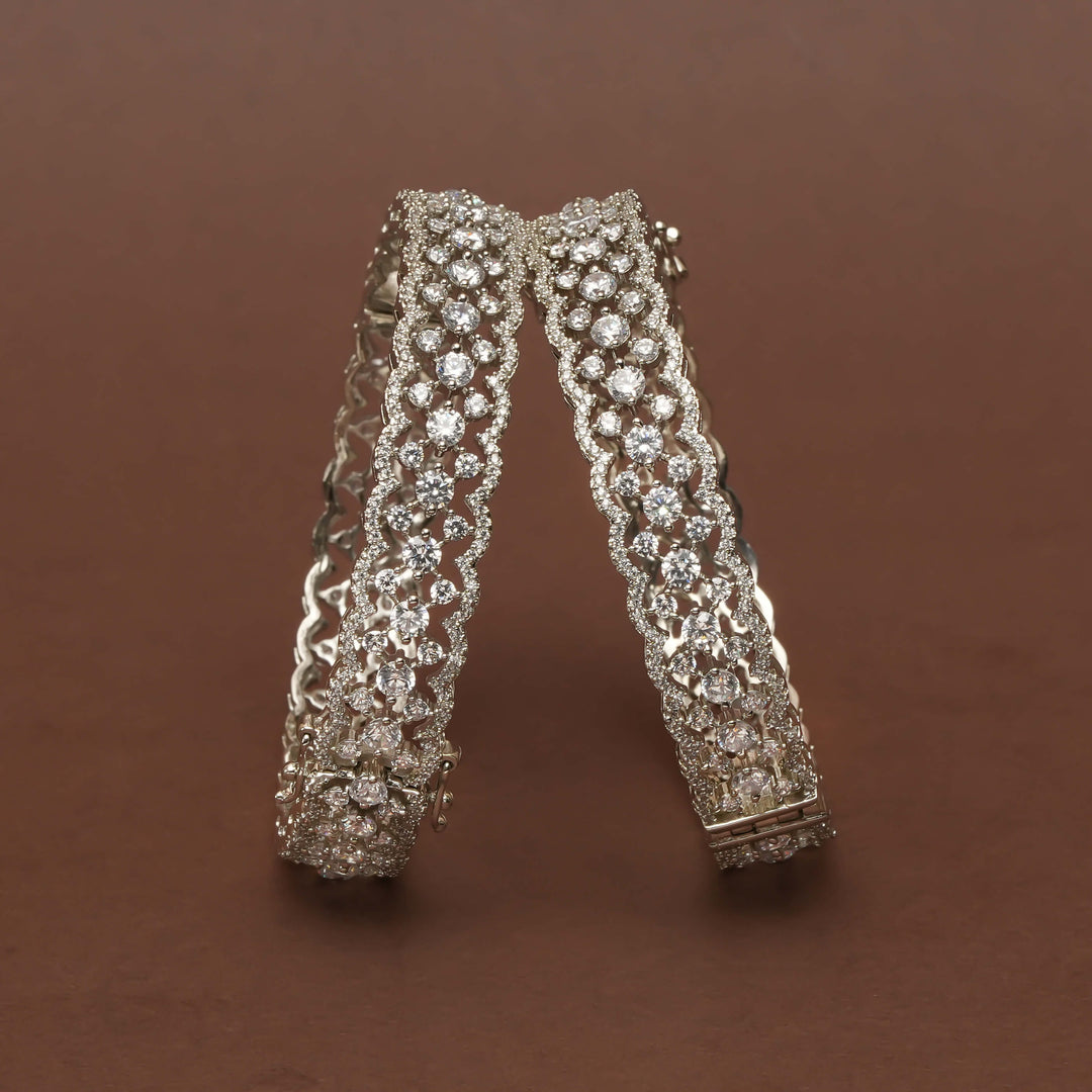 CZ White Gold Bangles