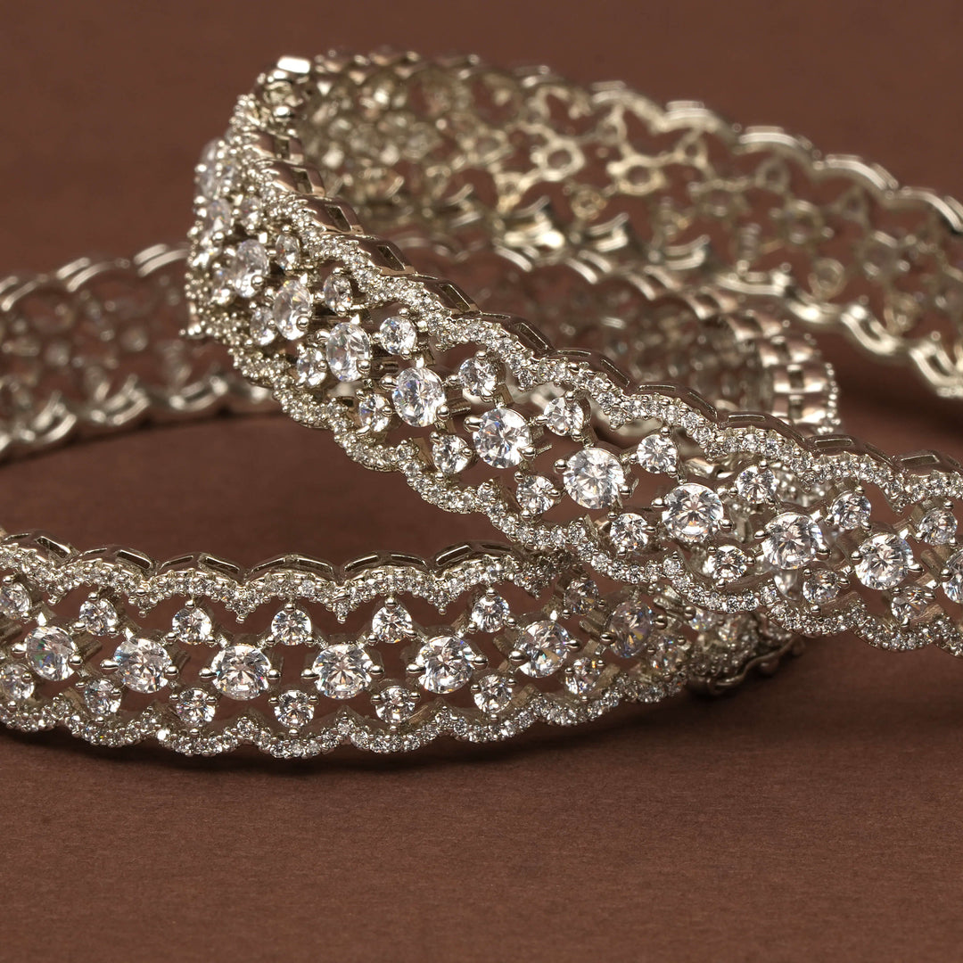 CZ White Gold Bangles