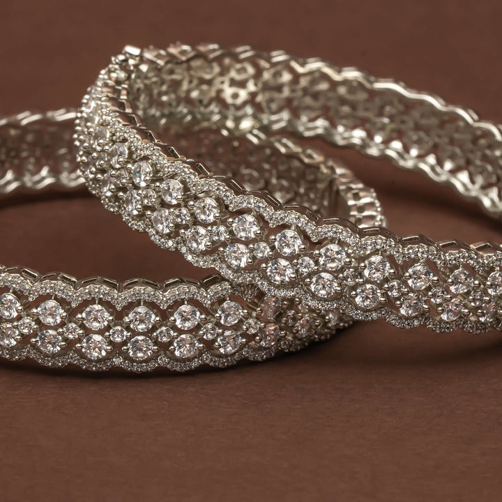 CZ White Gold Bangles