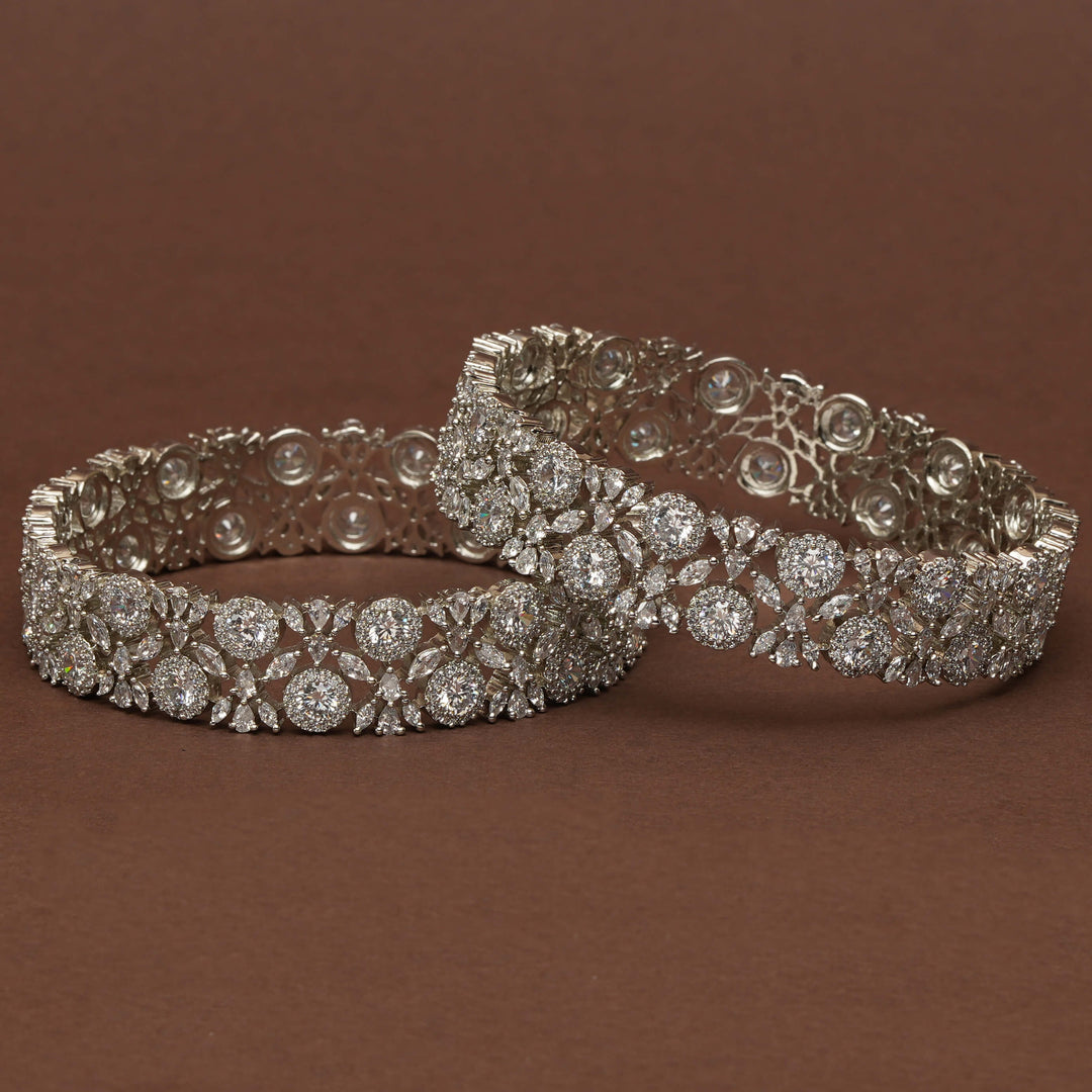 CZ White Gold Bangles